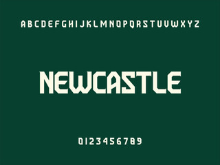Newcastle City Name Text with Alphabet and Numbers on Dark Green Background