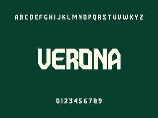 Verona City Name Text with Alphabet and Numbers on Dark Green Background