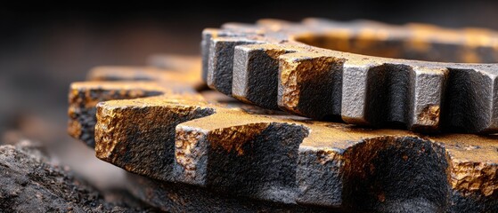 rusty gears vintage decay concept. Close-up of rusty gears showcasing texture and intricate details.