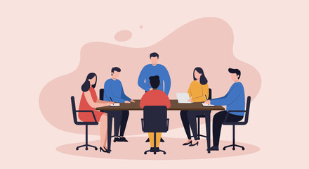 Diverse business team collaborating in a meeting, discussing strategy and sharing ideas. Ideal for corporate, teamwork, and planning concepts.