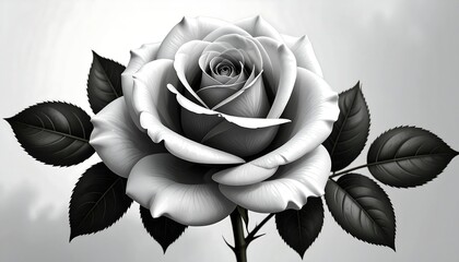 Monochrome Rose - A Timeless Floral Elegance in Black and White.
