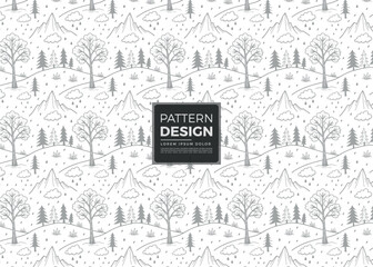 Hand drawn vector illustrations of a seamless farm pattern with wheat and corn fields