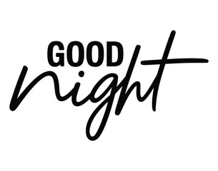 Obraz premium Good Night Vector Typography Illustration with Moon, Stars, and Clouds.