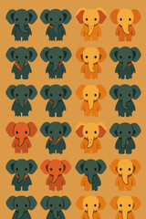 Elephant Pattern Illustration – Cute Cartoon Style Animal Repeated Design
