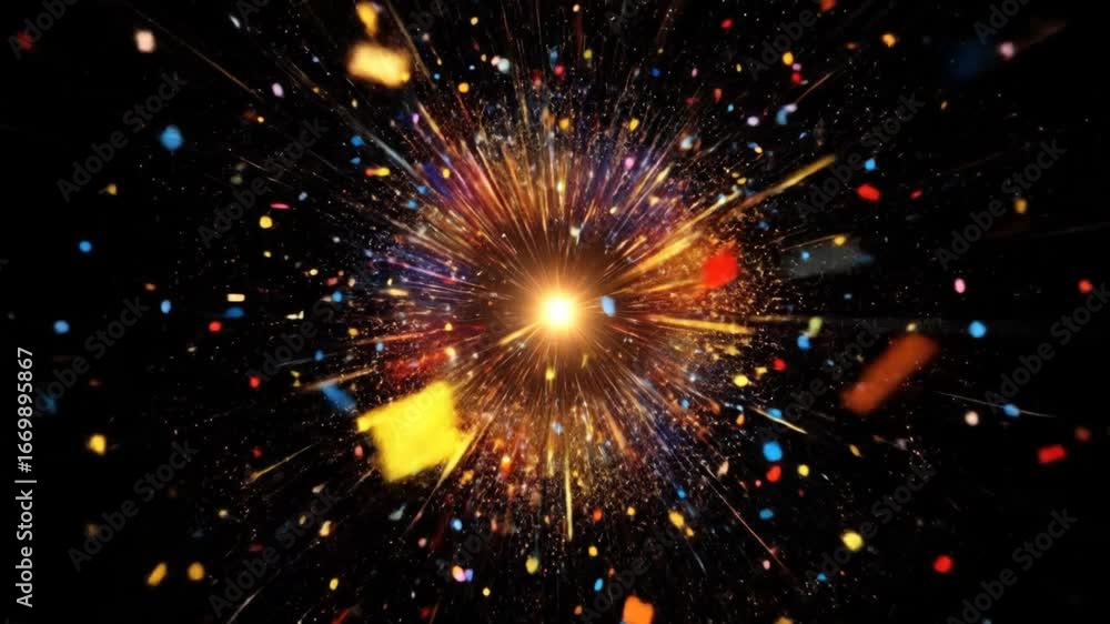 Poster exploding colors on black background