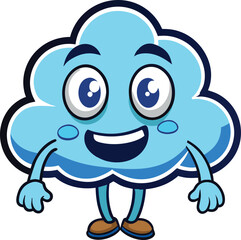 cloud raining cartoon mascot illustration character with Vector Clip-art Hand-drawn.eps