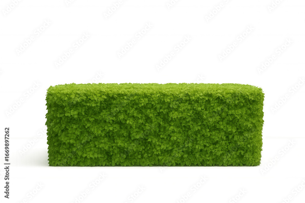 Poster green rectangular hedge creating natural boundary, transparent backdrop highlighting precise geometr