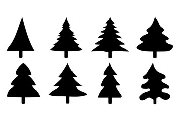 Unique Christmas tree silhouettes for festive designs and holiday projects, easy to use for celebrations