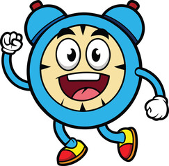 panic alarm clock  ringing alarm  wake up cartoon character.eps