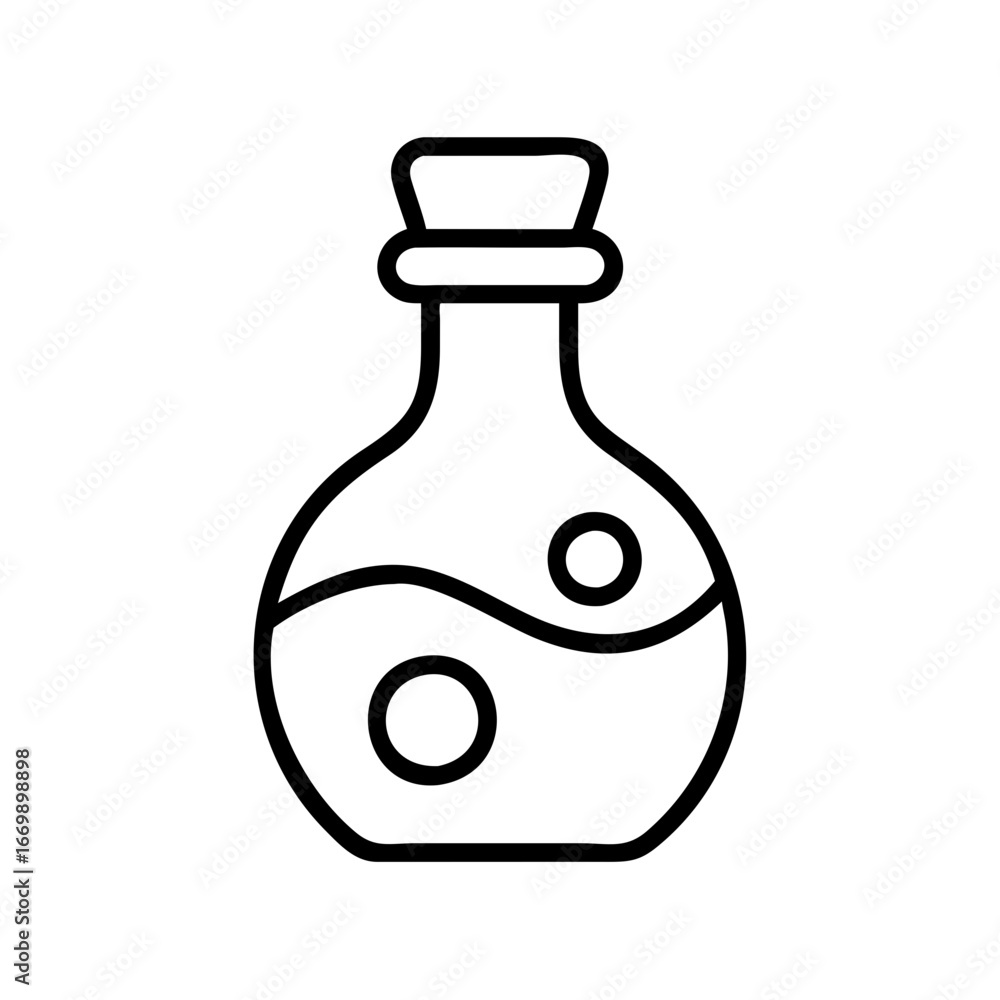 Poster potion bottle vector icon illustration of a magical elixir container for fantasy games and apps