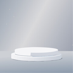 Empty white podium on gray background