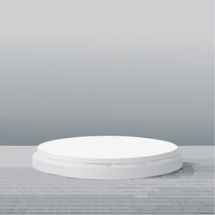 Empty white podium on gray background
