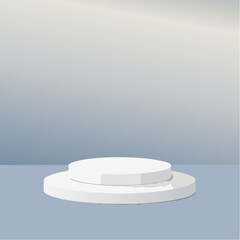 Empty white podium on gray background