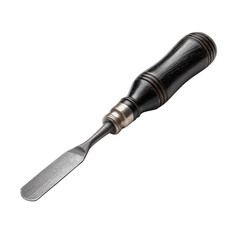Fototapeta premium A close-up shot of a pristine, finely crafted chisel with a dark, textured wooden handle and a gleaming, sharp steel blade