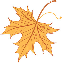 Vector art of yellow maple leaf with brown veins
