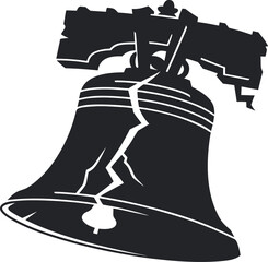 Vector art of cracked liberty bell silhouette