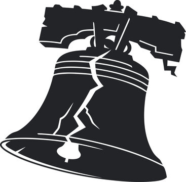 Vector art of cracked liberty bell silhouette