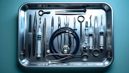 Medical Instruments in Modern Clinic Surgical Tools Close-up Professional Medical Equipment Set
