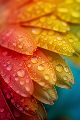 Macro Photo of Rain Drops on a Colorful Flower 