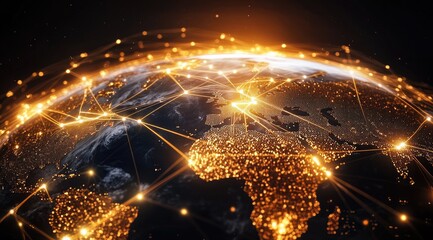 Global network of glowing connections