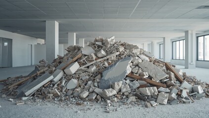 Abstract Construction Wasteland, Fragmented Forms and Textures of Urban Decay.