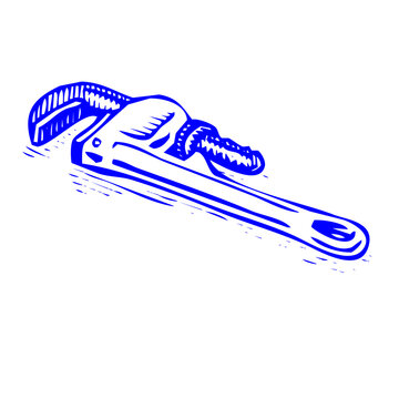 Pipe Wrench Vector Icon for Plumbing and Construction Repair