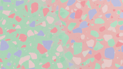 Pastel terrazzo texture background with pink, green and purple colors