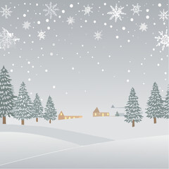 Grey christmas background with snow flakes