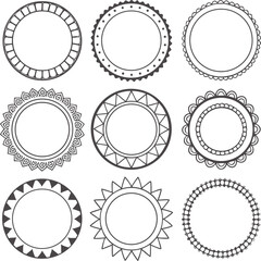 Vintage circle round frames and label set illustration collection
