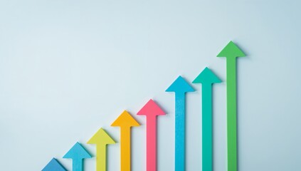 Ascending Rainbow. A Gradient of Growth, Progress and Colorful Arrow Trajectories.