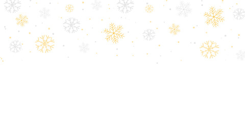Fototapeta premium Golden and White Snowflakes Falling on Transparent Background