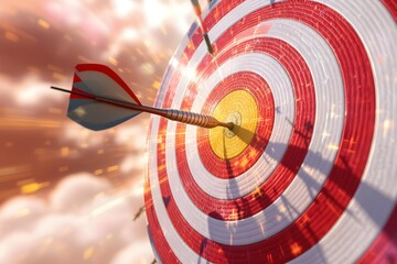 Bullseye: Dart Striking Target, Dynamic Red and White Design, Motivational Success Concept