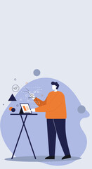 Person engaging with a digital tablet and abstract data visualizations, representing technology, innovation, and analytical work. Ideal for business, education, and digital lifestyle concepts.