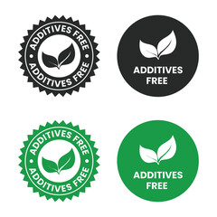 Additives free logo template illustration. Vector logo skincare cosmetic or skin and health safe product with no paraben package design. Additives free sign, badge, icon, sticker, label, emblem.