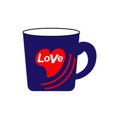 Love-themed mug with red heart and vibrant lettering for romantic gifts and heartfelt moments