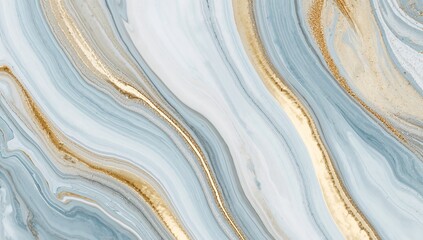 Obraz premium Golden Veins on Pale Blue Surface, Subtle Waves and Fluid Forms A Decorative Design.
