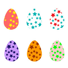 Colorful Easter eggs with star patterns, ideal for spring holiday design and celebration themes
