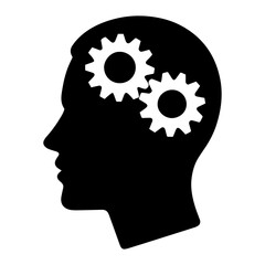 silhouette  of cognitive processes with cogwheels within heads