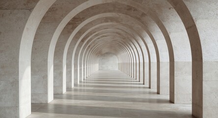 Fototapeta premium Linear Repetition. An Architectural Study of Arches, Shadows, and Neutral Tones.