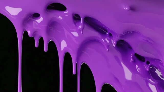 Purple paint dripping on black background
