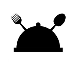 Obraz premium restaurant cloche icon on black background