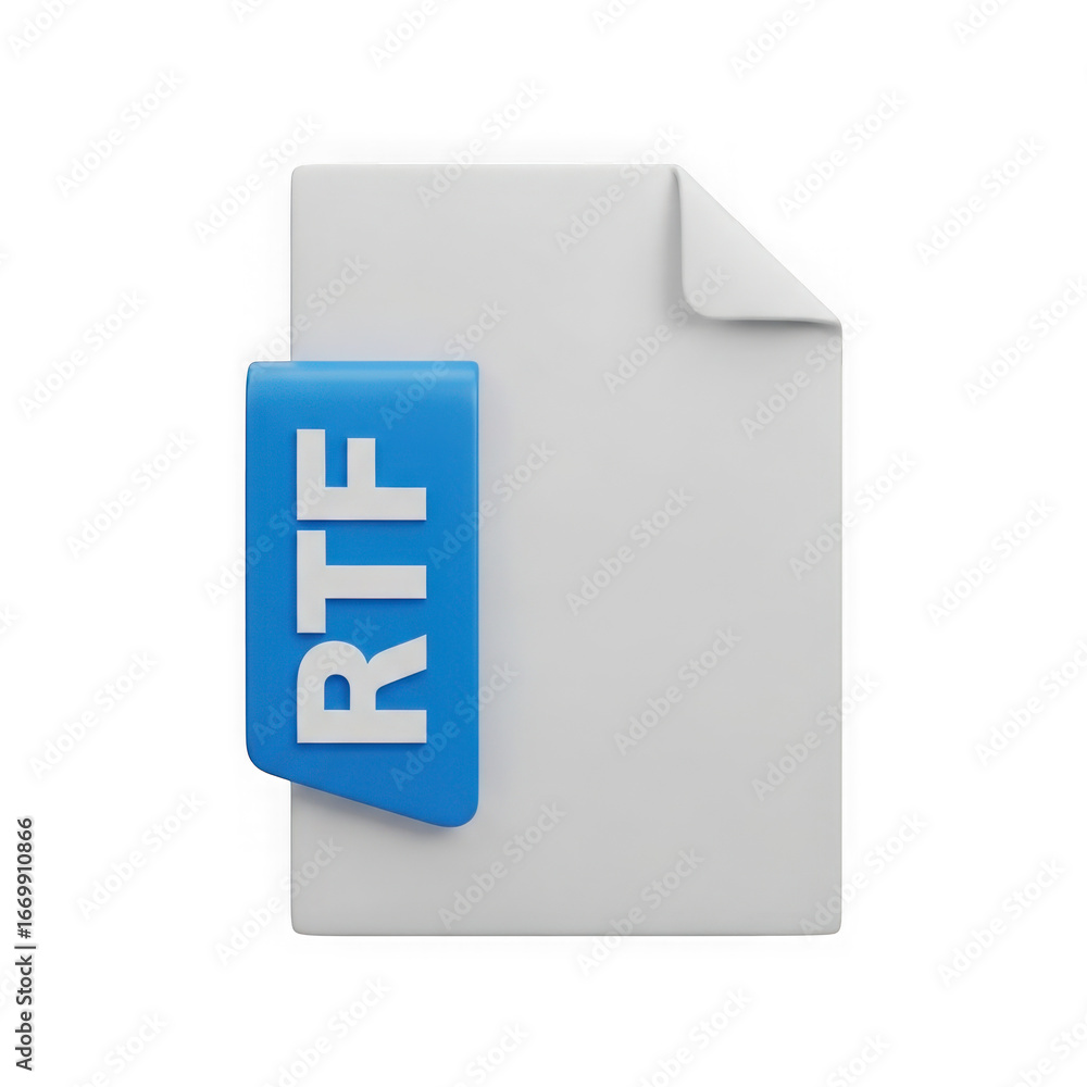 Aufkleber realistic 3d render of an rtf document icon with a blue label isolated on transparent background