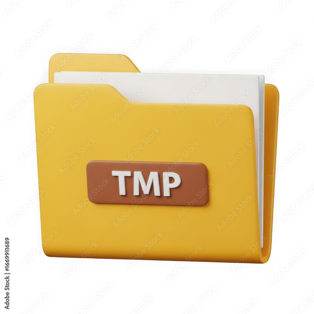 Aufkleber yellow folder icon with tmp label isolated on transparent background