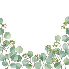 Eucalyptus branches with small buds border design botanical element