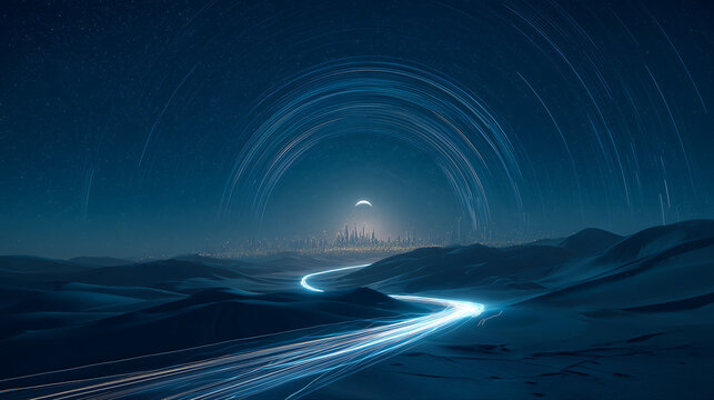 Starry Night Over Futuristic Cityscape