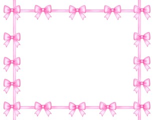 Pink bows border on white