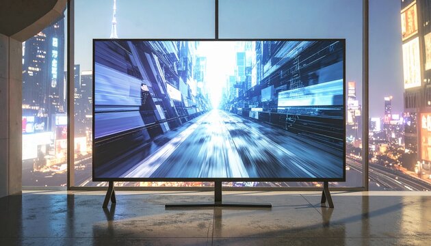 Technology screen with abstract high speed technology POV motion blur.