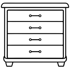 Minimalist line art of a modern chest of drawers