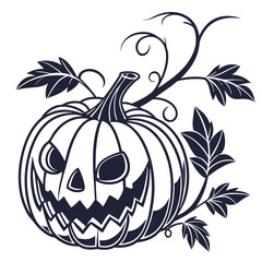 halloween pumpkin with leaves