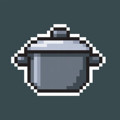black cooking pot in pixel art style